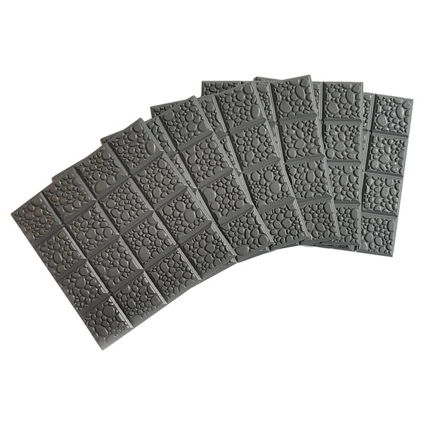 six grey tiles with cobblestone texture