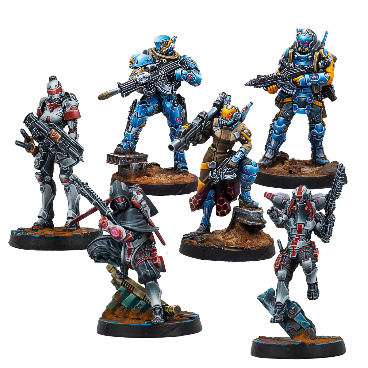 six painted models