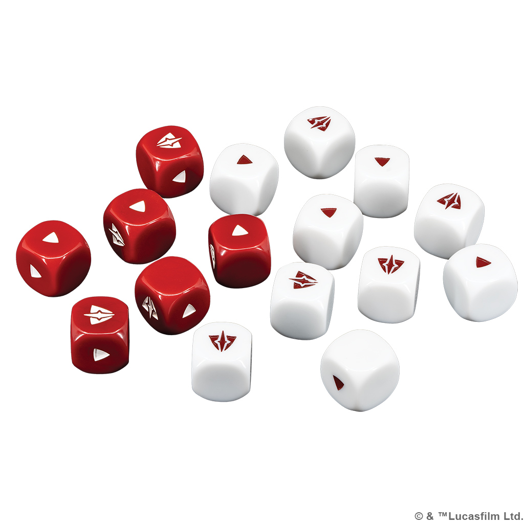 six red dice and ten white dice