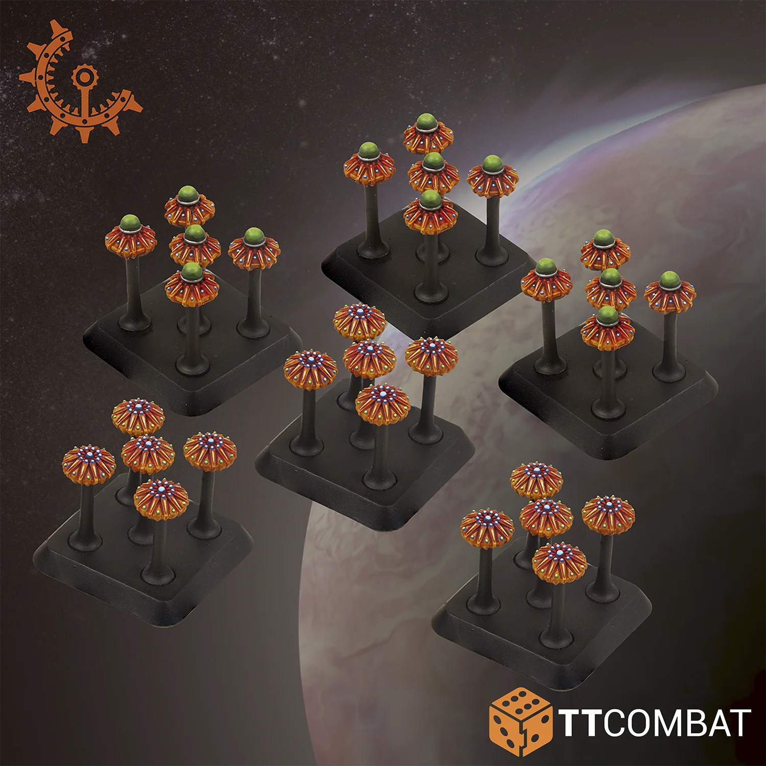 six units of tiny painted mine miniatures