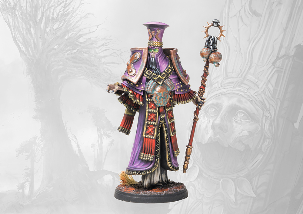 skeletal wizard painted miniature