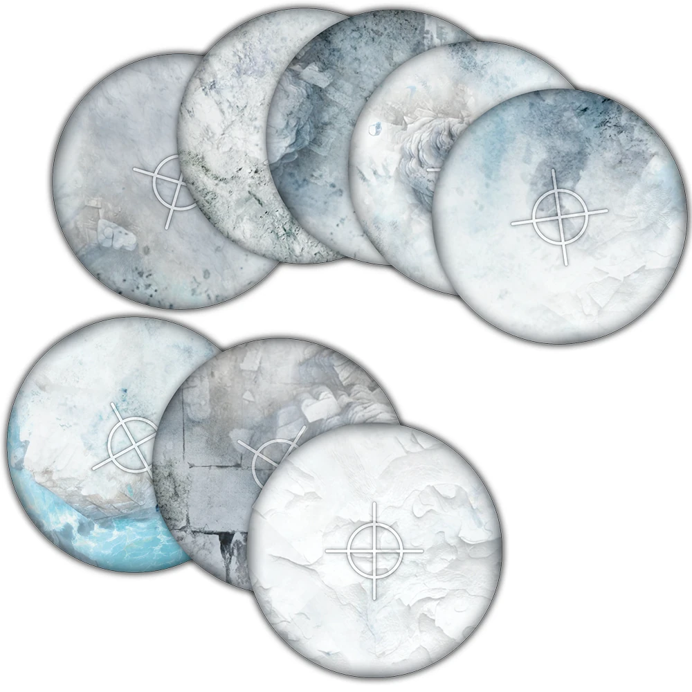 snow themed round objective marker