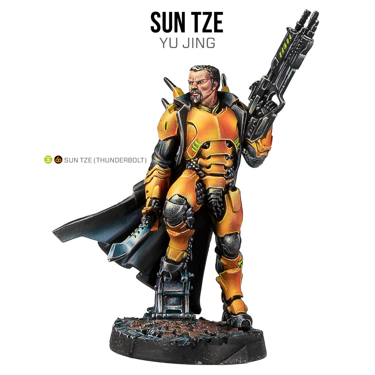 painted miniature of solider in yellow armor