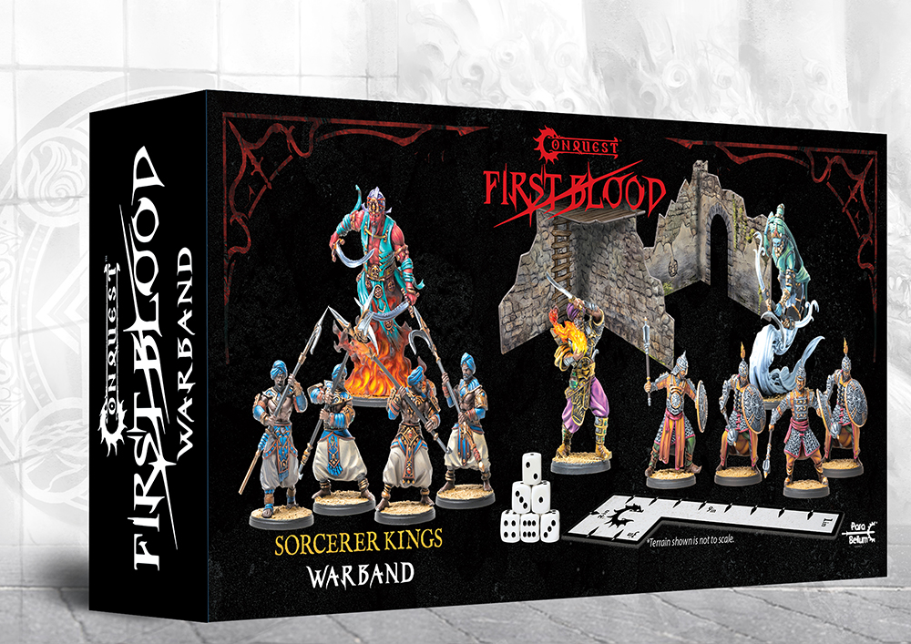 back of box with painted spearmen and djinn