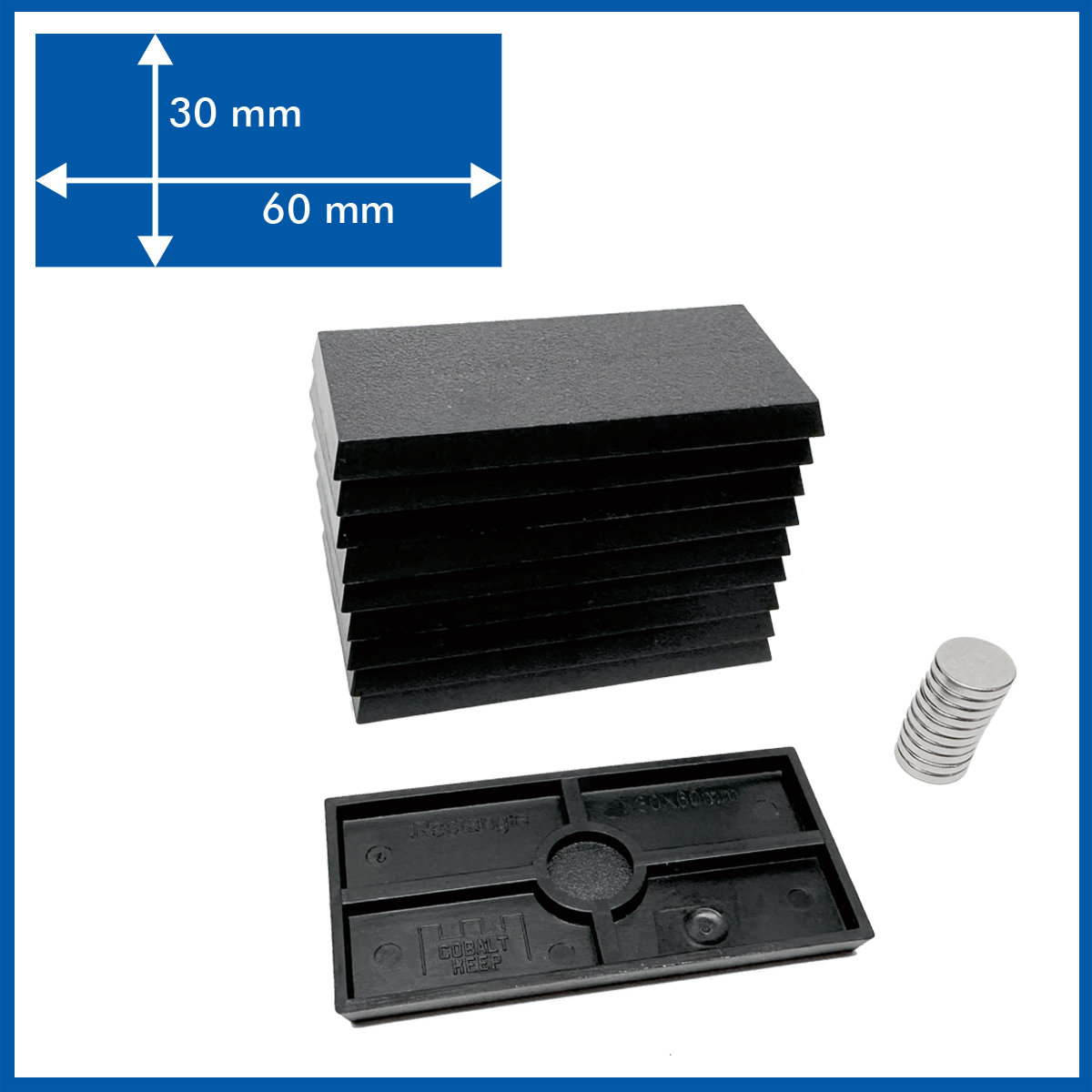 stack of rectangular bases and stack of magnets