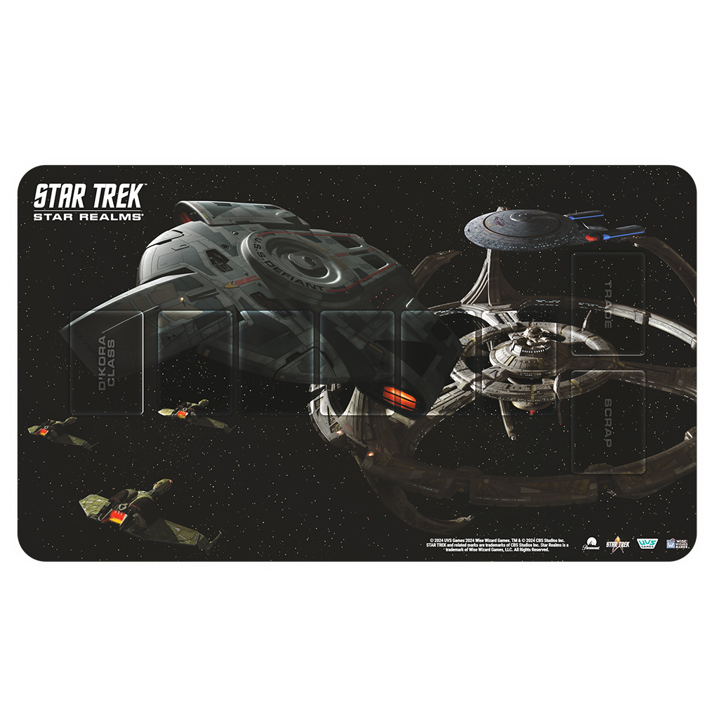 star realms mat with zones and background art of defiant and deep space nine