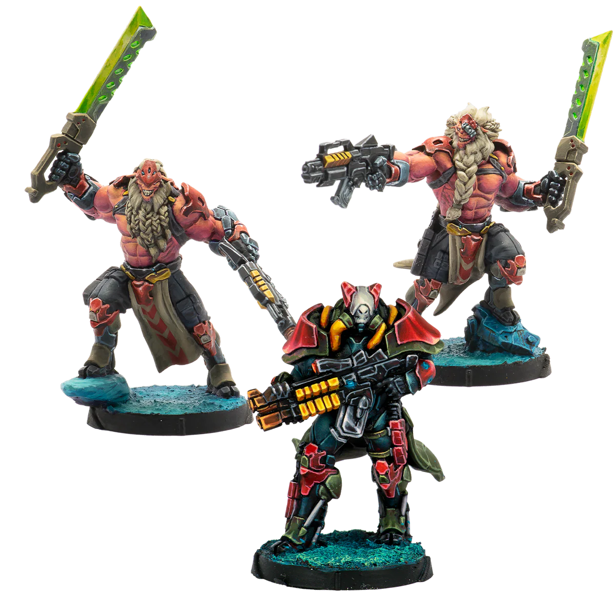 three painted alien miniatures