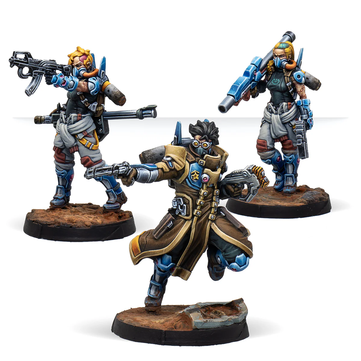 three painted kestrel miniatures