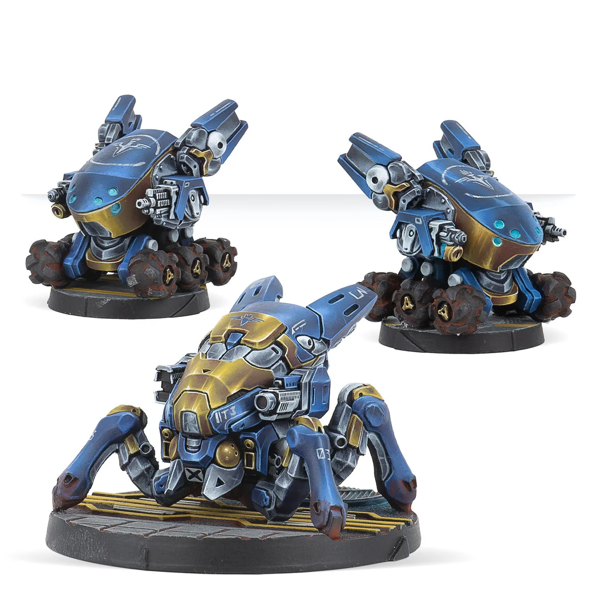three painted models