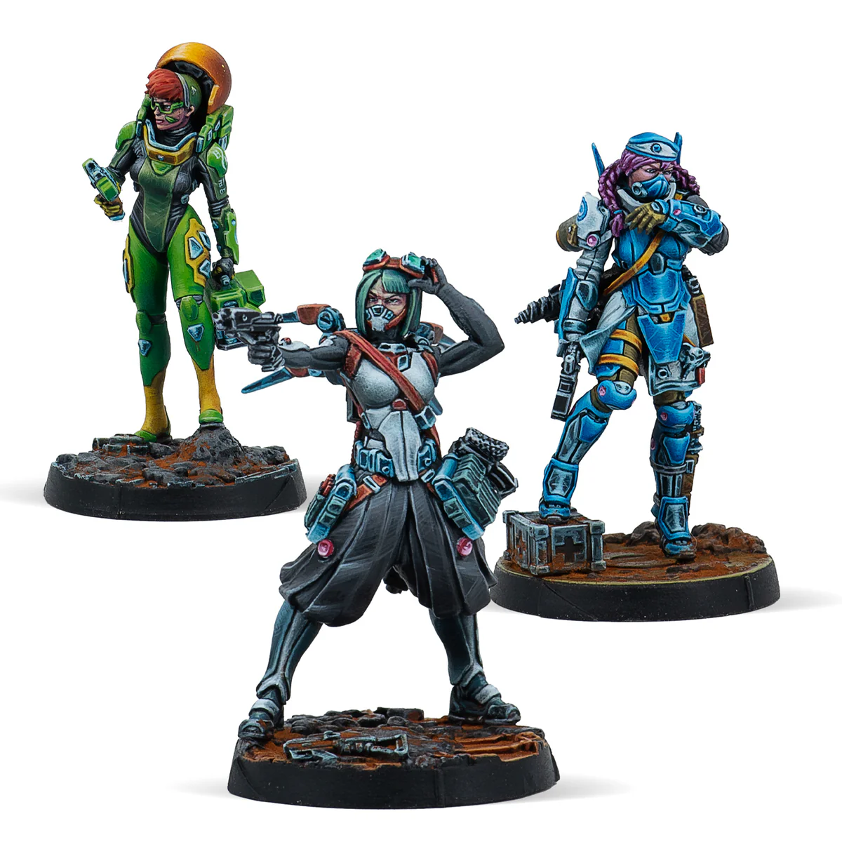 three painted women miniatures