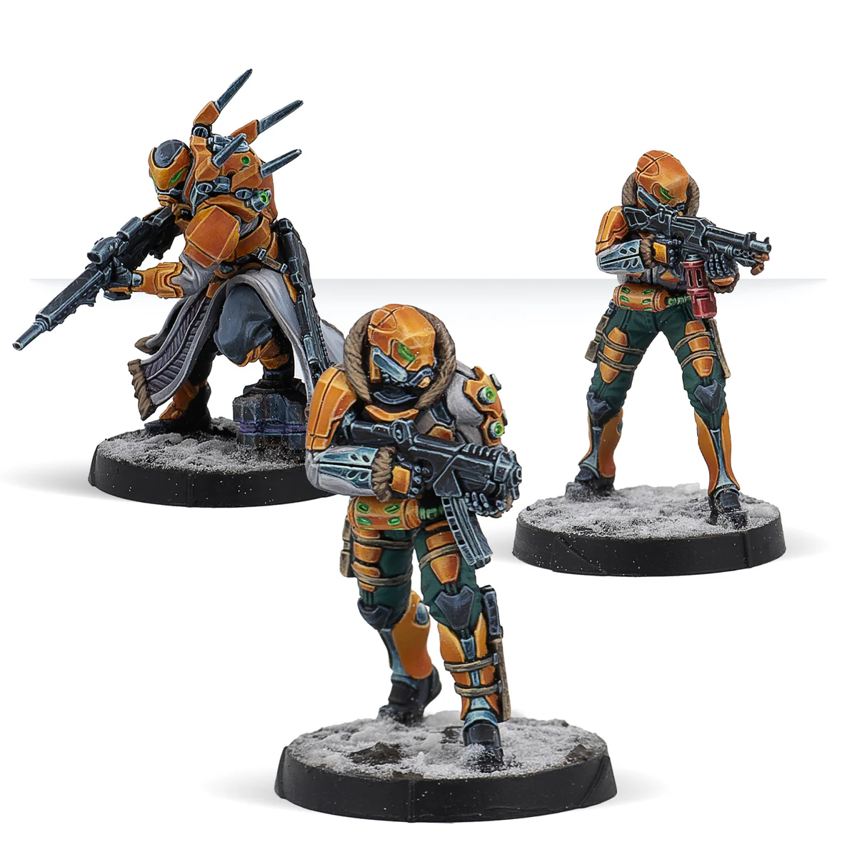 three painted yu jing miniatures