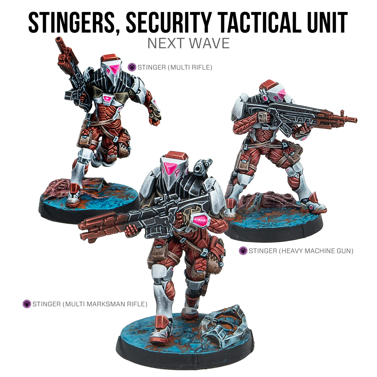 three soldiers with triangular helmets painted miniatures