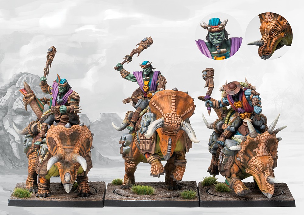 thunder riders on triceratops painted models