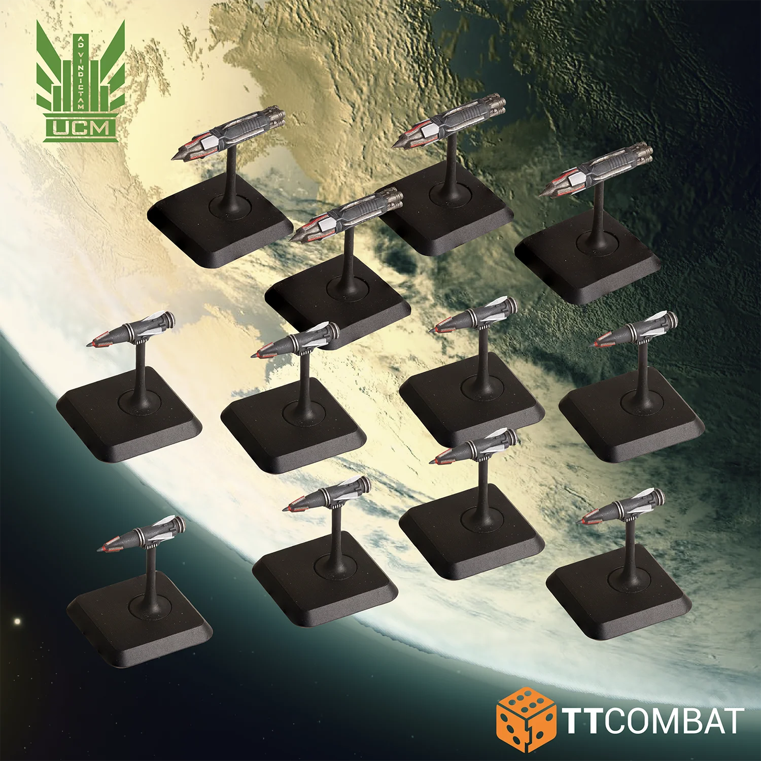 twleve painted torpedoes on bases