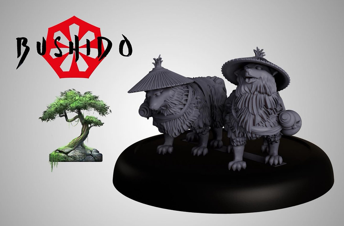 two dogs in straw hats model renders