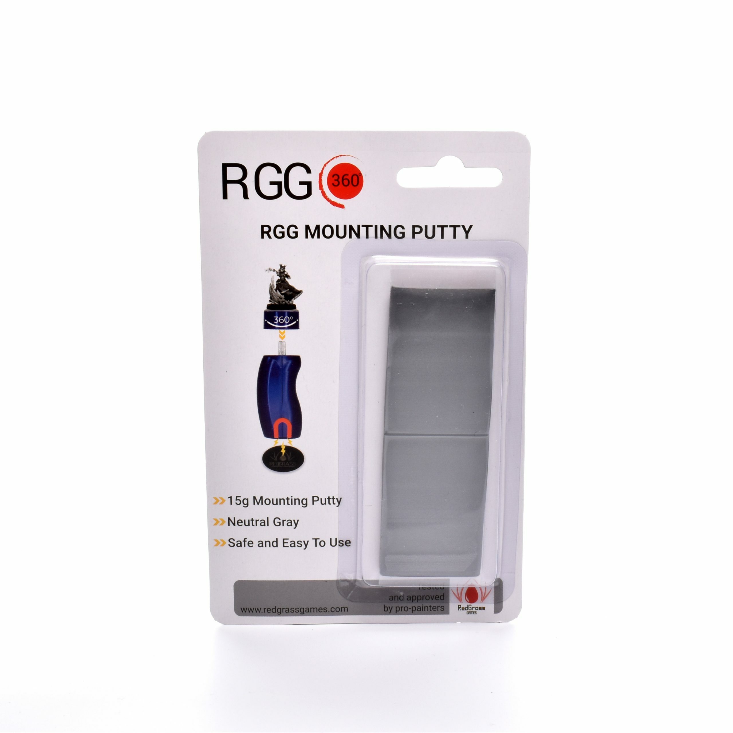 two gray putty rectangles inside pack with image of painting handle