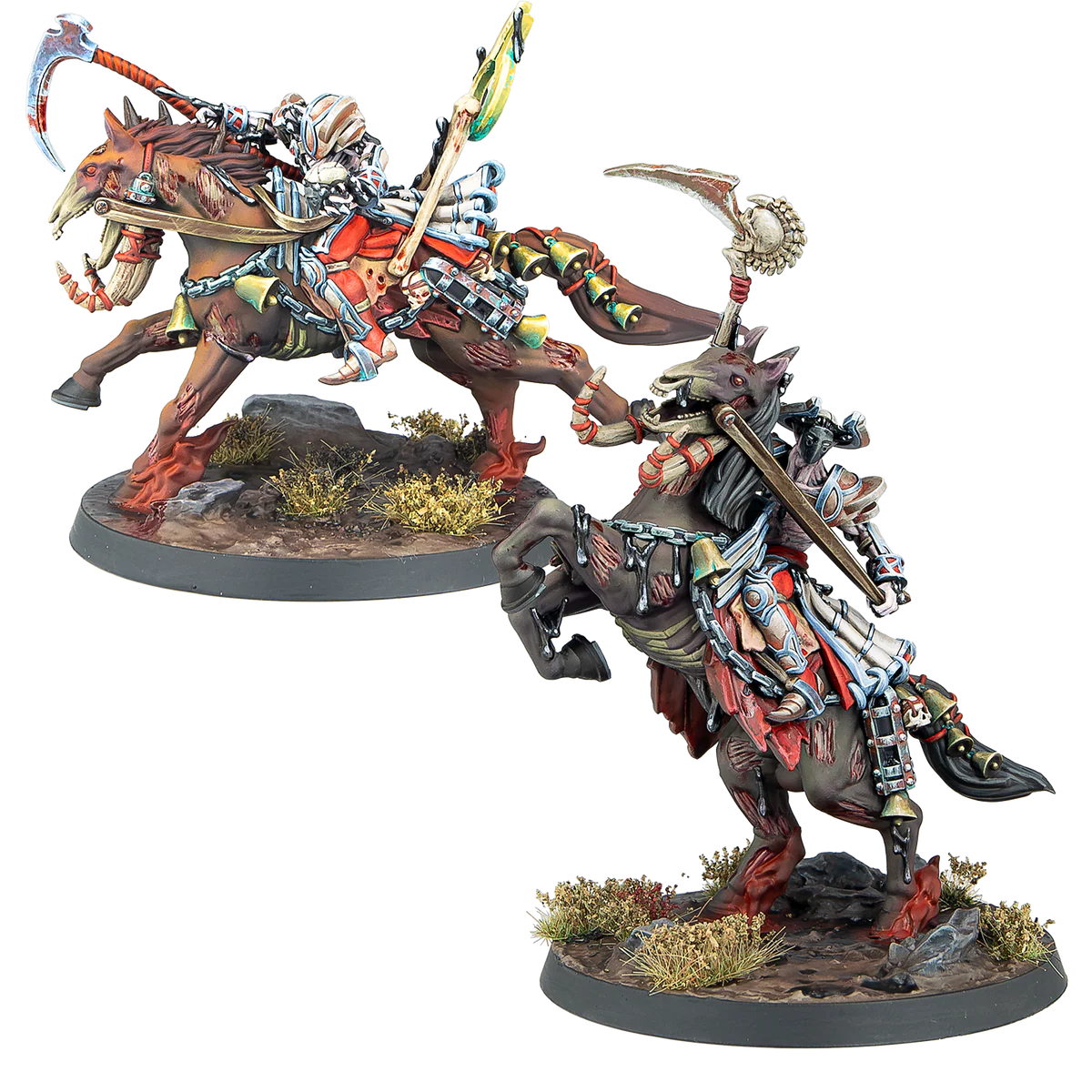 two mounted harvesters on zombie steeds
