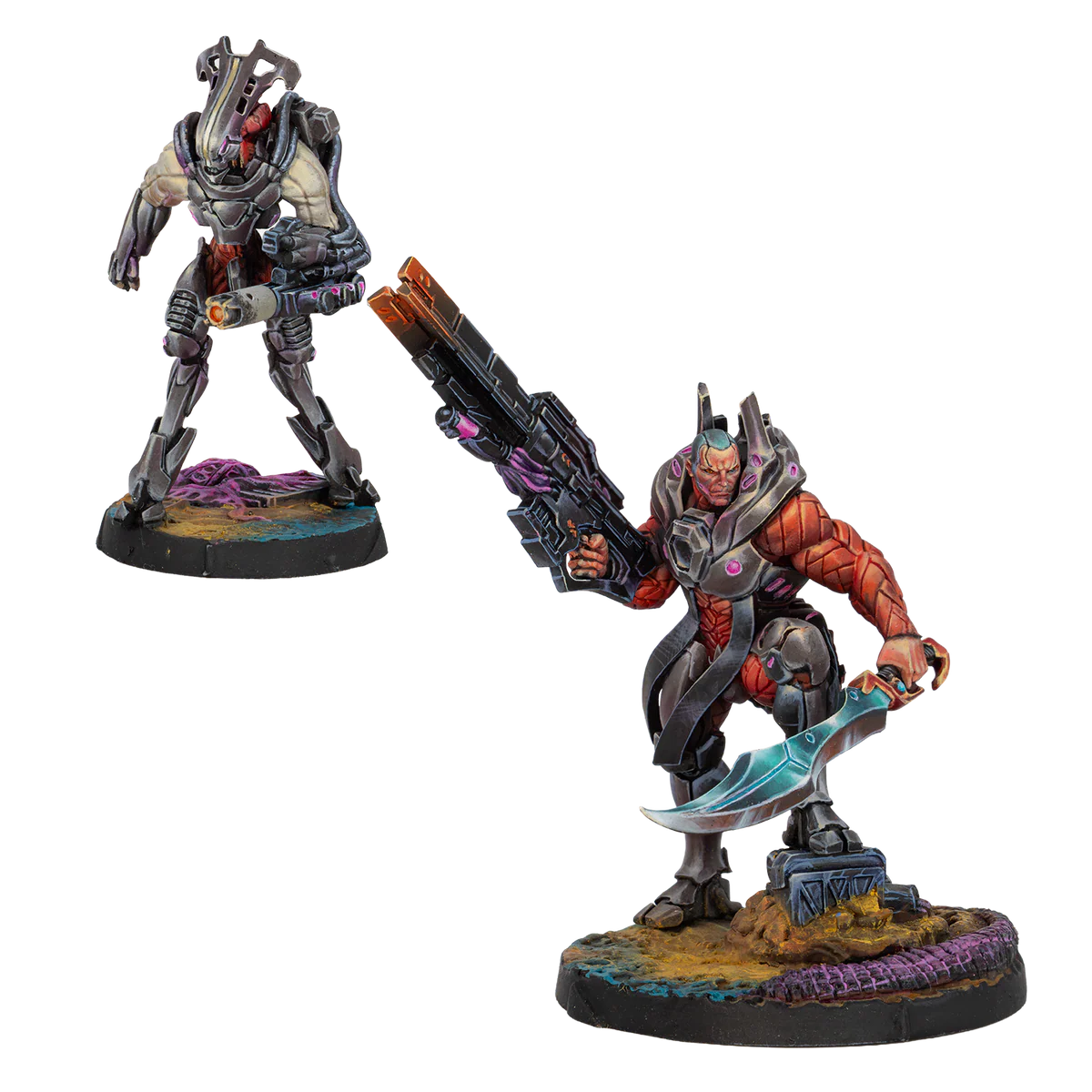 two painted alien miniatures