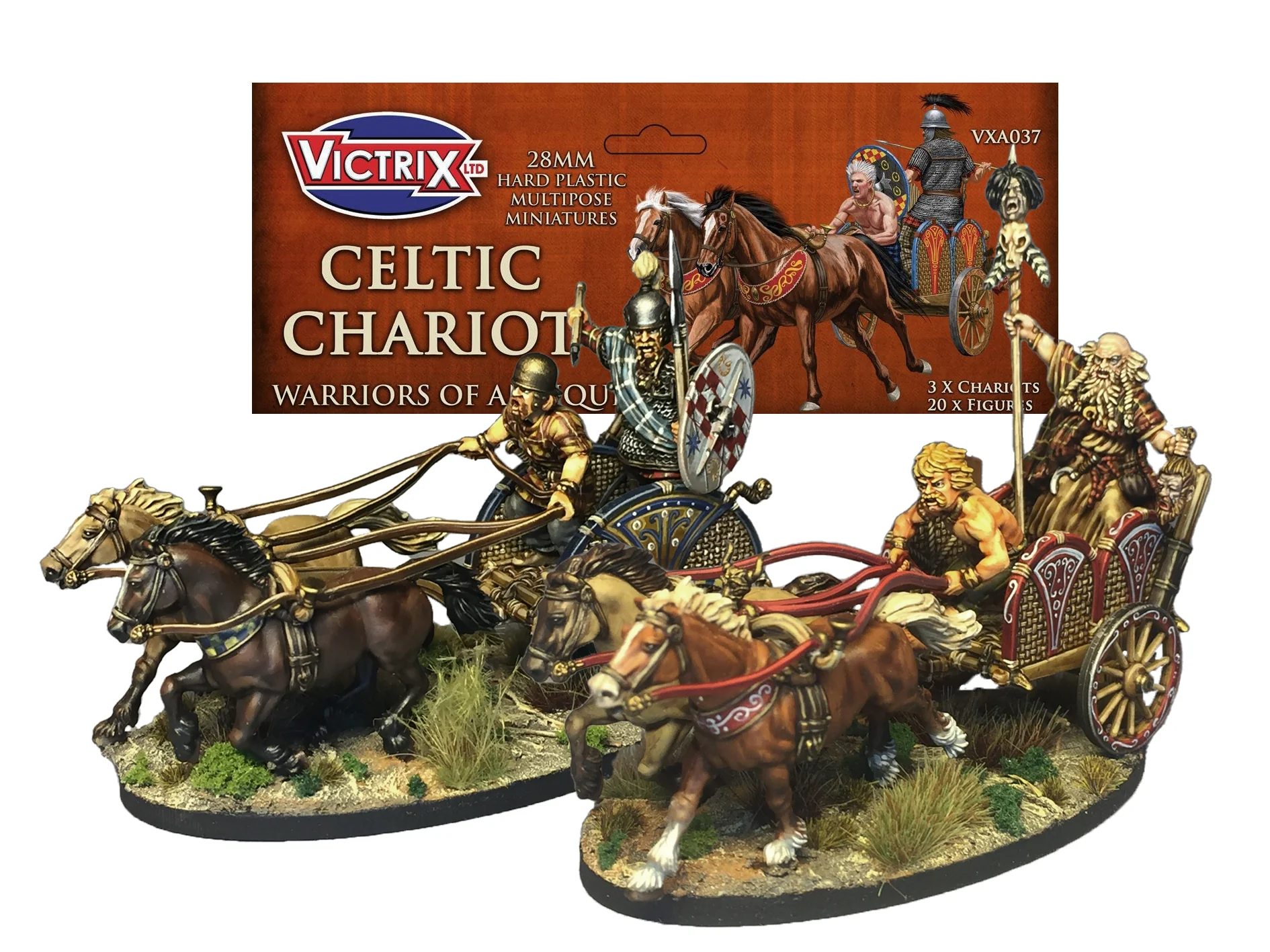 two painted celtic chariots