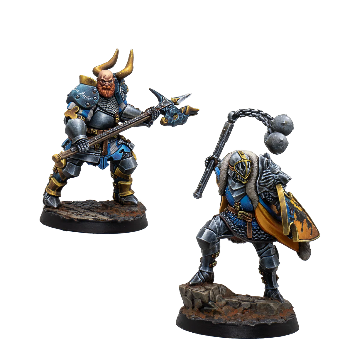 two painted heavily armored knights