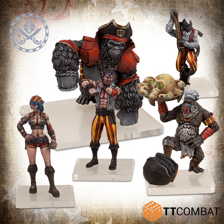 two painted pirate elves and three painted pirate primates