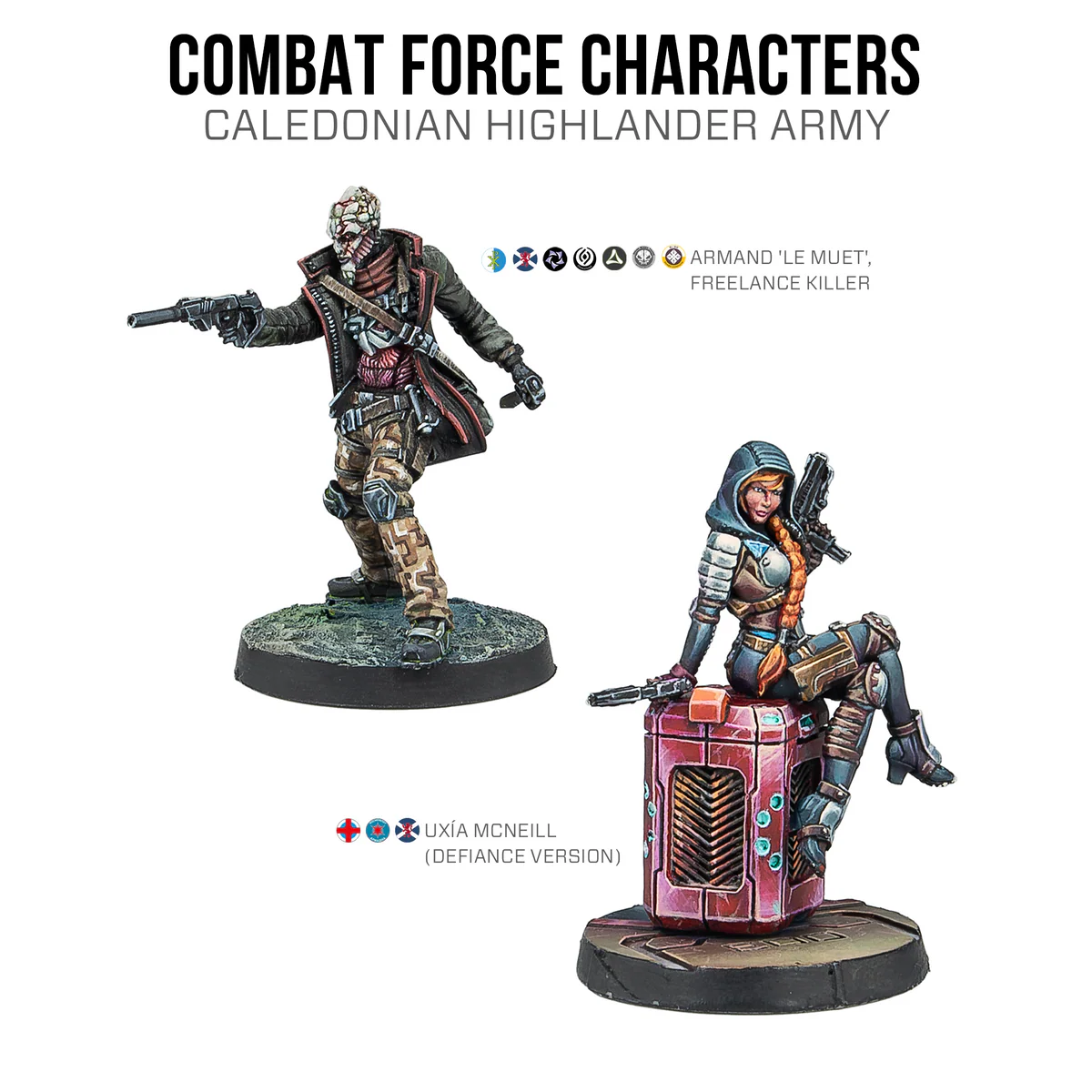 two painted pistol wielding miniatures