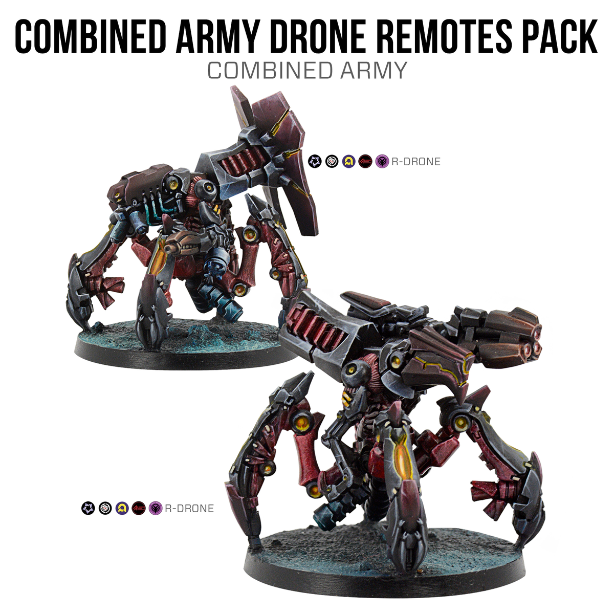 two painted quadruped robot miniatures