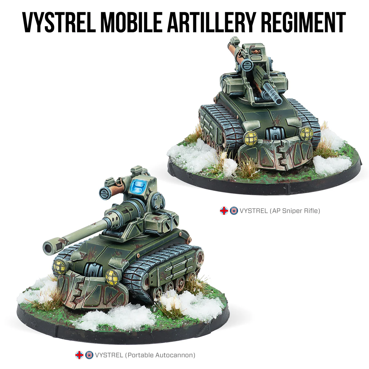 two painted tank miniatures