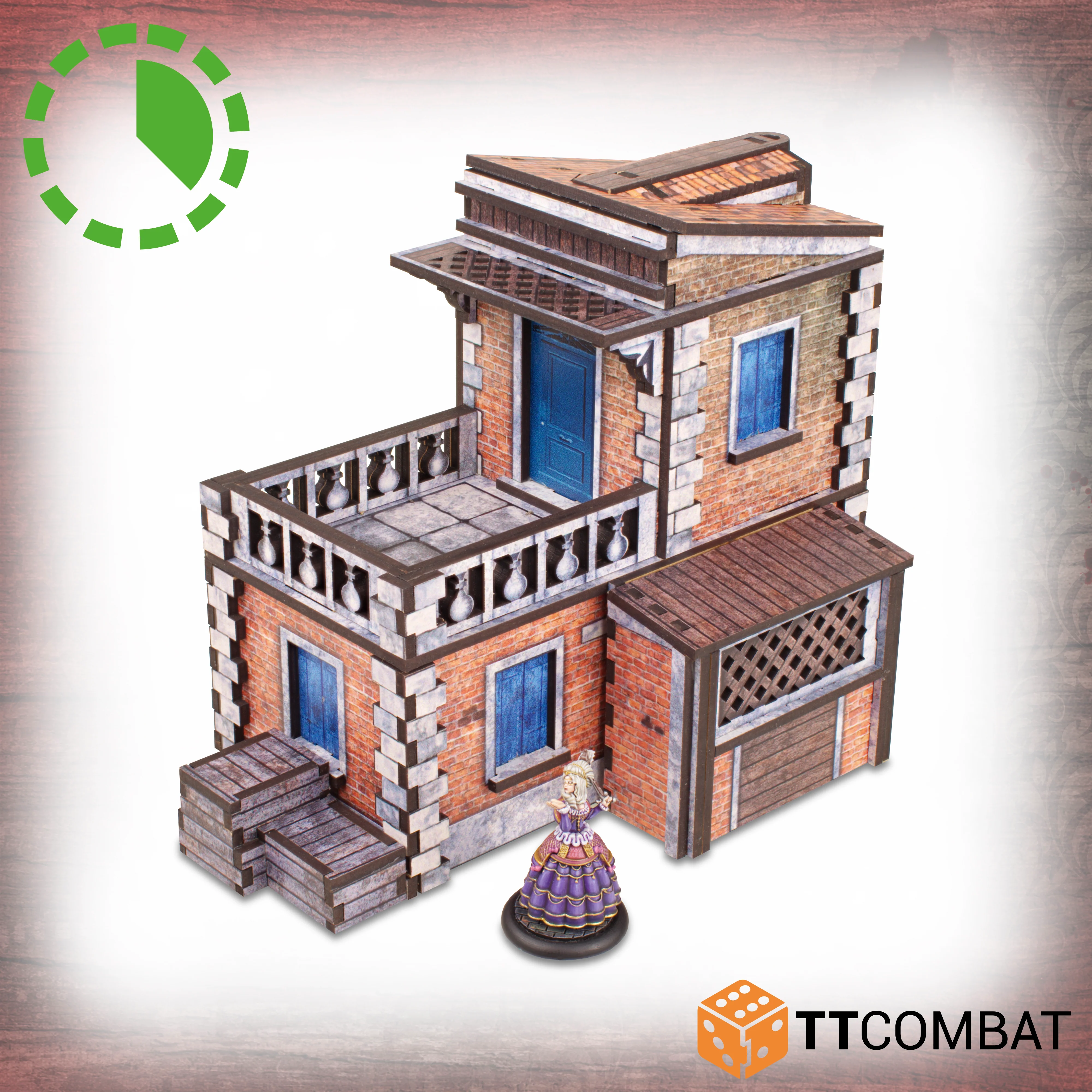 two story brick building with roof access