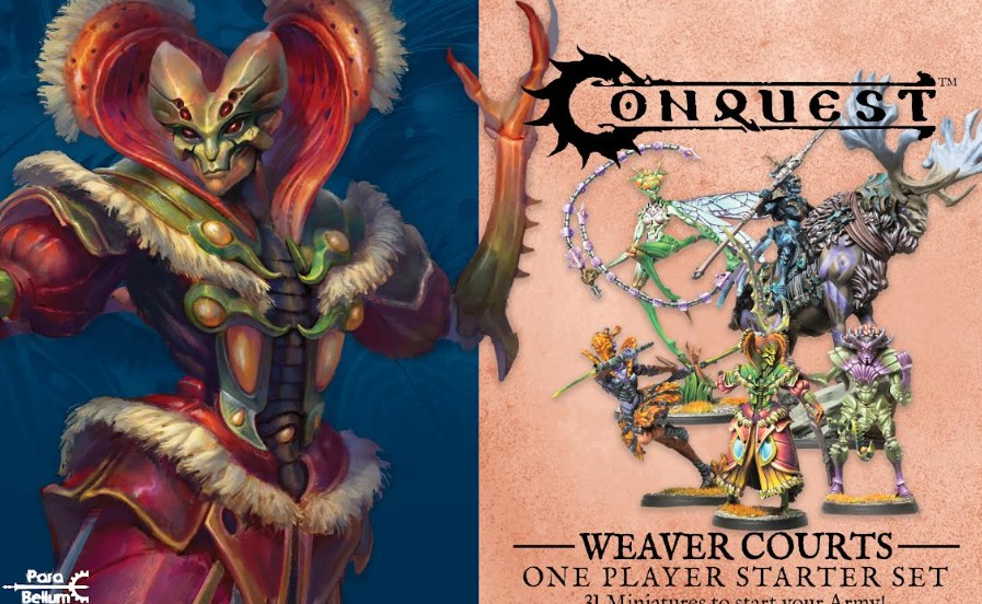 weaver courts starter banner featuring five painted miniatures