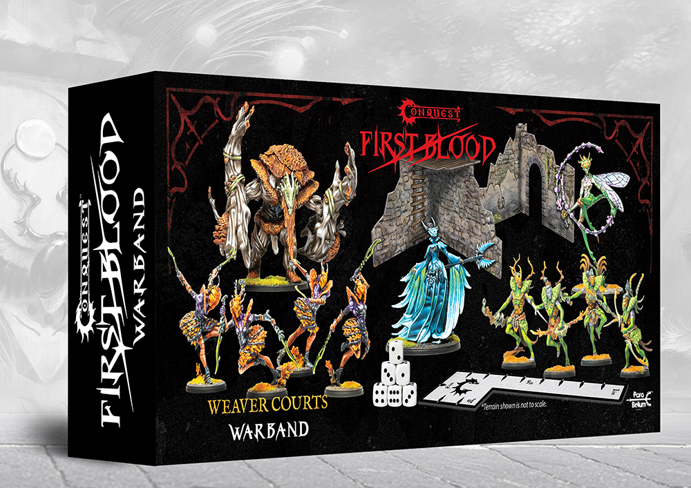 back of box with painted archers and tree people