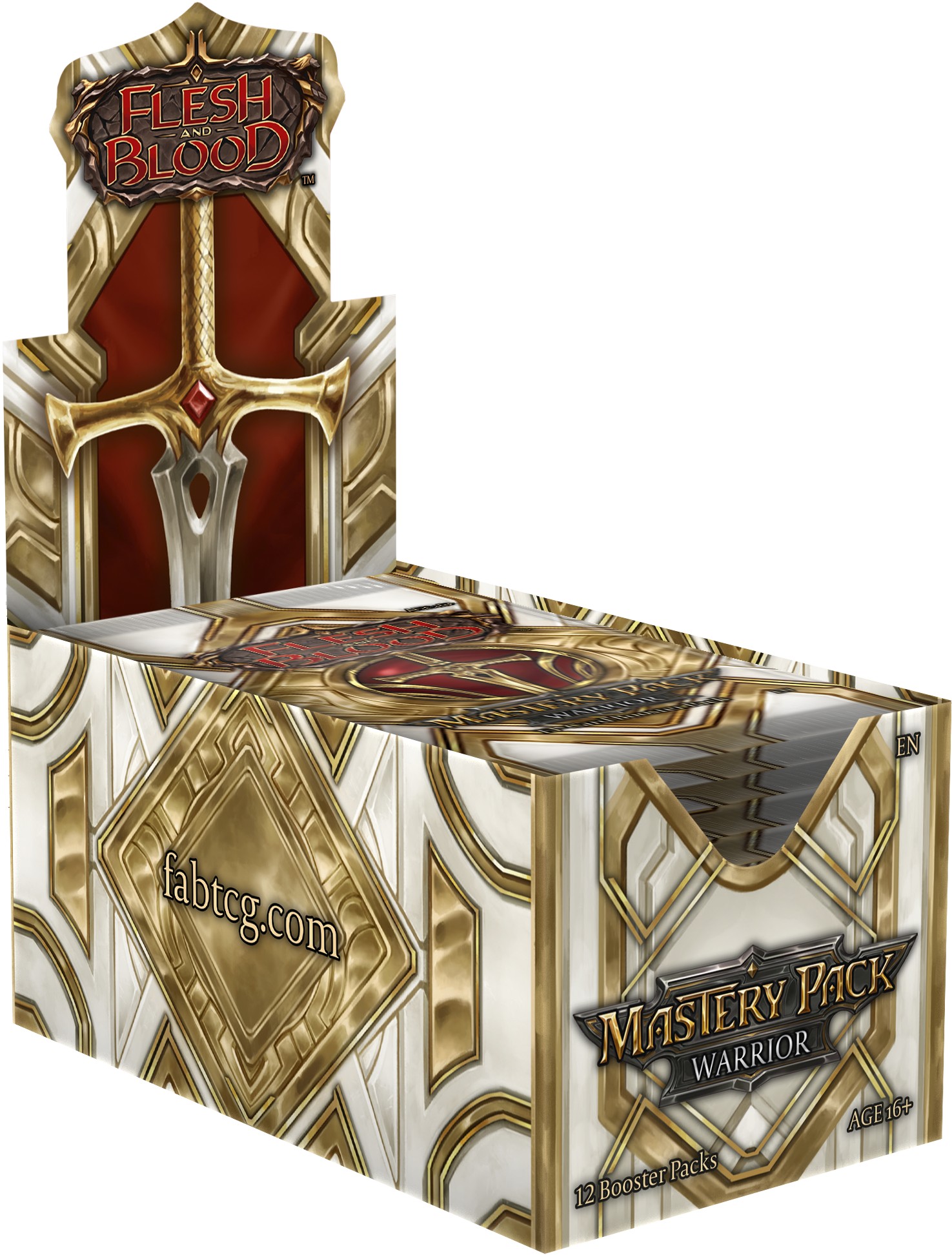 white and gold mastery pack warrior open display