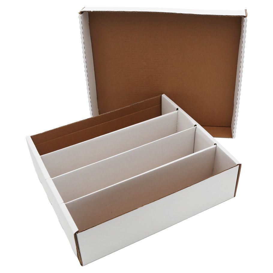 white card board box with four rows